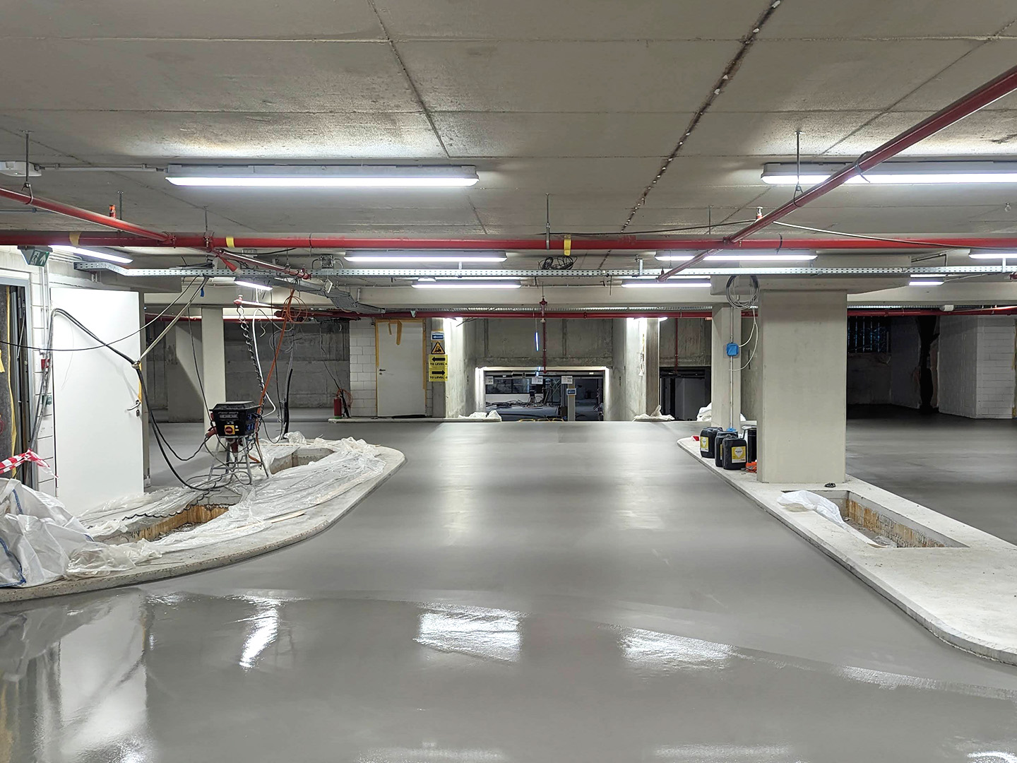 leveling of concrete floors, large garage