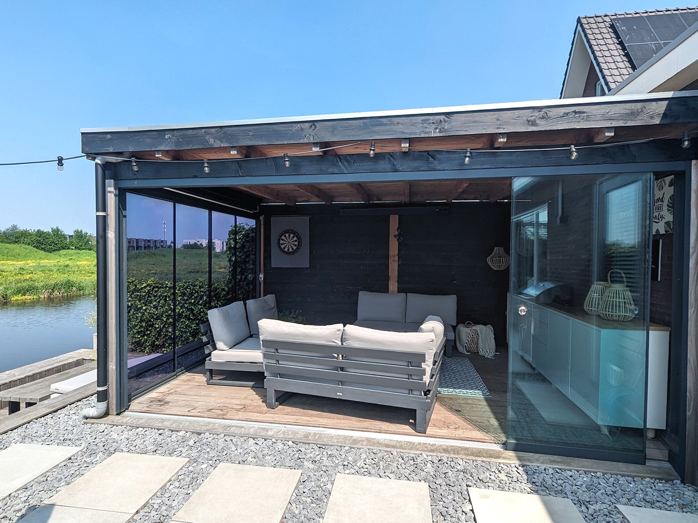 custom build gazebo, wooden and glass